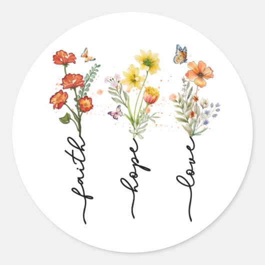 Christelijk Geloof Liefde Hoop Bloemen Ronde Sticker (Voorkant)