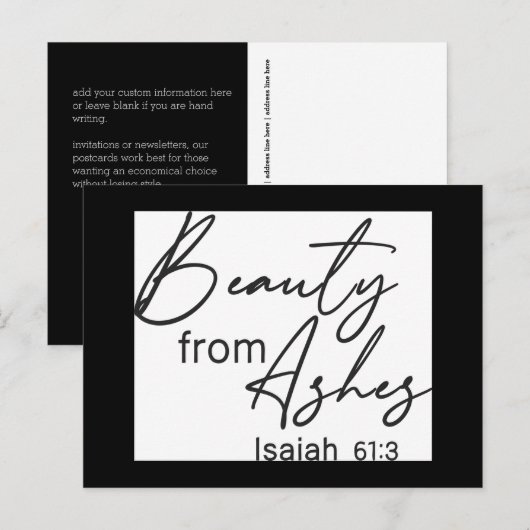 Christelijk geloof | Schoonheid van Ashes Briefkaart (Voorkant / Achterkant)