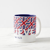 Christelijk GELOVEN Mark 9:23 UNION JACK Custom Tweekleurige Koffiemok (Voorkant rechts)