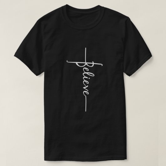 Christelijk geloven voor mannen in het kruisscript t-shirt (Design voorkant)