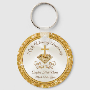 Christelijk gepersonaliseerd Golden Jubileum Favor Sleutelhanger