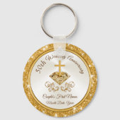 Christelijk gepersonaliseerd gouden Jubileum Sleutelhanger (Voorkant)