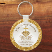 Christelijk gepersonaliseerd gouden Jubileum Sleutelhanger (Voorkant)