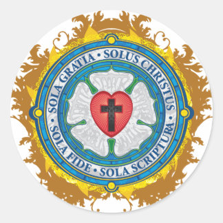 Christelijk geschenk Luther Roos Jesus Cross God A Ronde Sticker