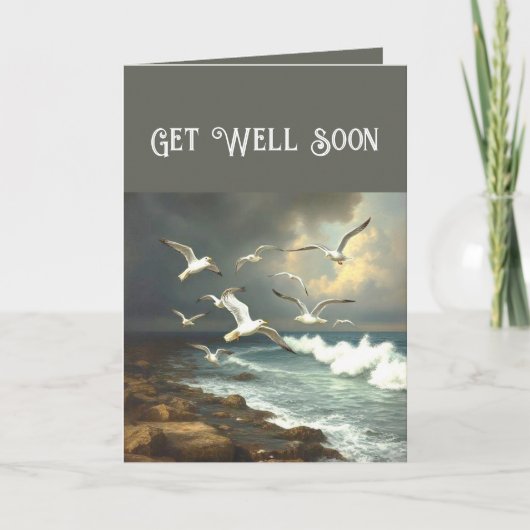 Christelijk Get Well Soon Seagulls Zee Ocean Shore Feestdagen Kaart (Voorkant)