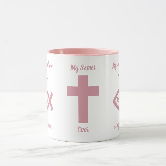 Christelijk getuigenis - Jesus Christ - Pink Mok (Midden)