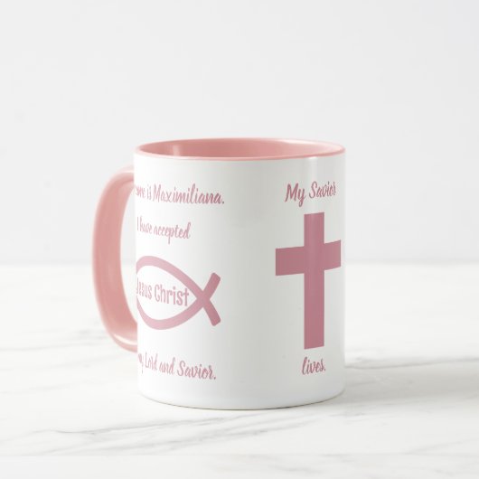 Christelijk getuigenis - Jesus Christ - Pink Mok (Voorkant links)