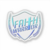 Christelijk Gezegde Faith Warrior Blauw Paarse Omb Sticker (Voorkant)