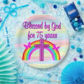 CHRISTELIJK GEZEGEND DOOR GOD 75E VERJAARDAG PAPIE PAPIEREN BORDJE (Feest)