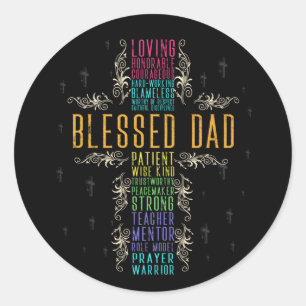 Christelijk Gezegende Pap Cross Fathers Day Faithc Ronde Sticker