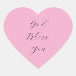 Christelijk ‘God Bless You’ Roze Zwart Script Hart Sticker