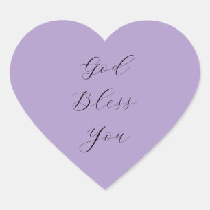 Christelijk ‘God Bless You’ Zwart Schrift Paars  Hart Sticker
