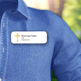 Christelijk Gold Cross, Classic 3" x 1" Naamplaatje