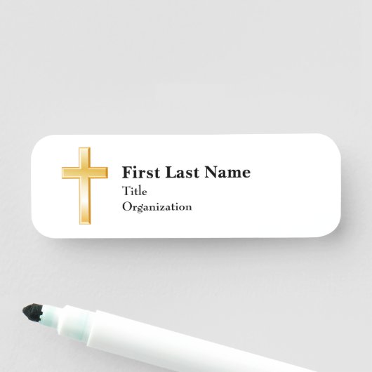 Christelijk Gold Cross, Classic 3" x 1" Naamplaatje (In situ)