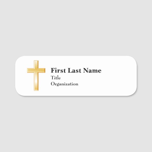 Christelijk Gold Cross, Classic 3" x 1" Naamplaatje (Voorkant)