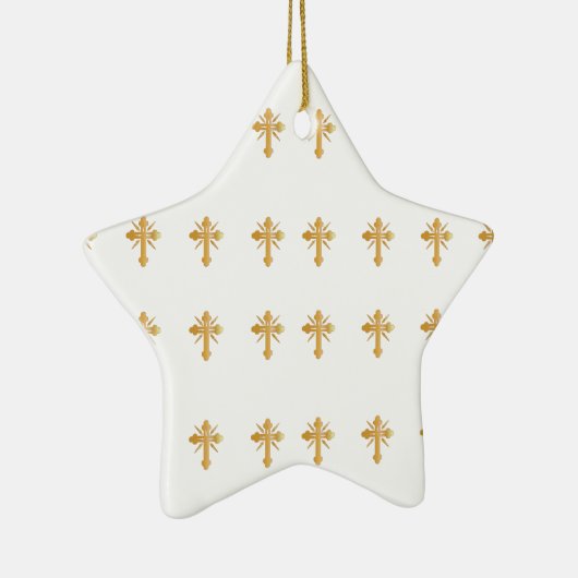 Christelijk Gold Cross Keramisch Ornament (Rechts)