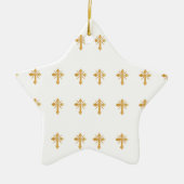 Christelijk Gold Cross Keramisch Ornament (Voorkant)