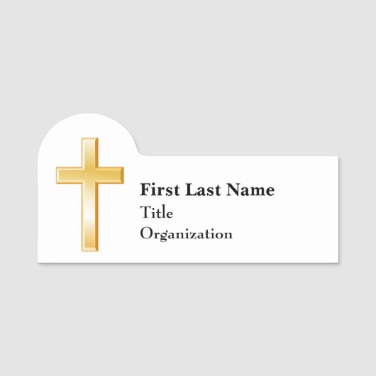Christelijk gouden kruis, 3" x 1,5" gevormd naamplaatje (Voorkant)