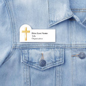 Christelijk gouden kruis, 3" x 1,5" gevormd naamplaatje