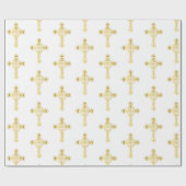 Christelijk gouden kruis Doop Christening Communie Cadeaupapier (Vlak)