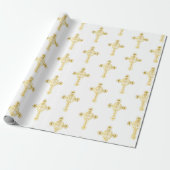 Christelijk gouden kruis Doop Christening Communie Cadeaupapier (Uitgerold)