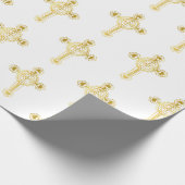 Christelijk gouden kruis Doop Christening Communie Cadeaupapier (Hoek)