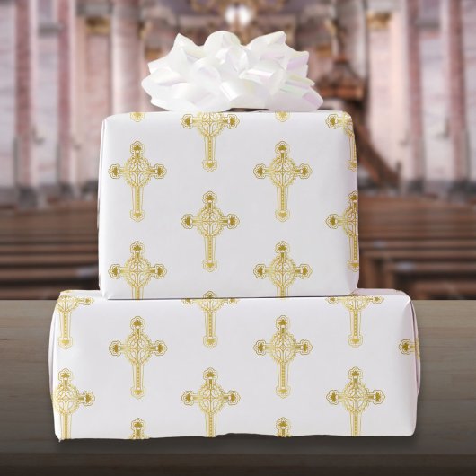 Christelijk gouden kruis Doop Christening Communie Cadeaupapier