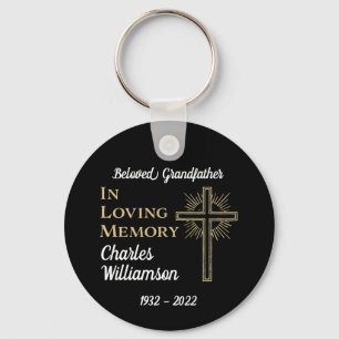 Christelijk gouden kruis herinneringsmonument sleutelhanger