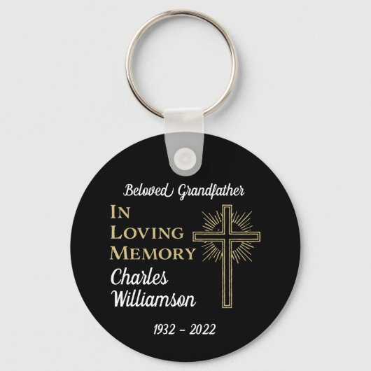 Christelijk gouden kruis herinneringsmonument sleutelhanger (Voorkant)