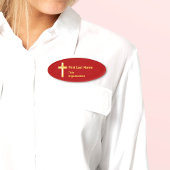 Christelijk Gouden Kruis Ovaal Naam Tag