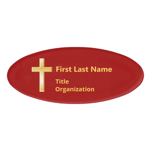 Christelijk Gouden Kruis Ovaal Naam Tag (Voorkant)