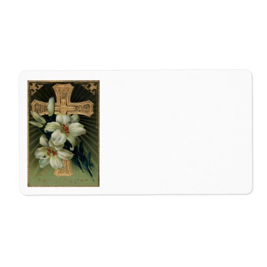 Christelijk Gouden Kruis Paaslelie Etiket (Voorkant)
