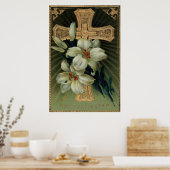 Christelijk Gouden Kruis Paaslelie Poster (Keuken)