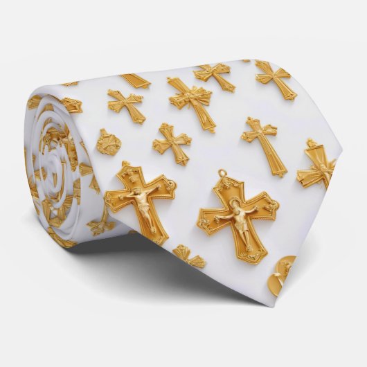 Christelijk gouden kruis stropdas (Opgerold)
