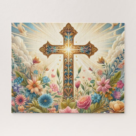 Christelijk Gouden Paaskruis Legpuzzel (Horizontaal)