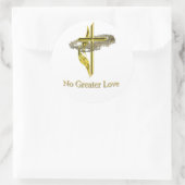 Christelijk goudkruis ronde sticker (Tas)