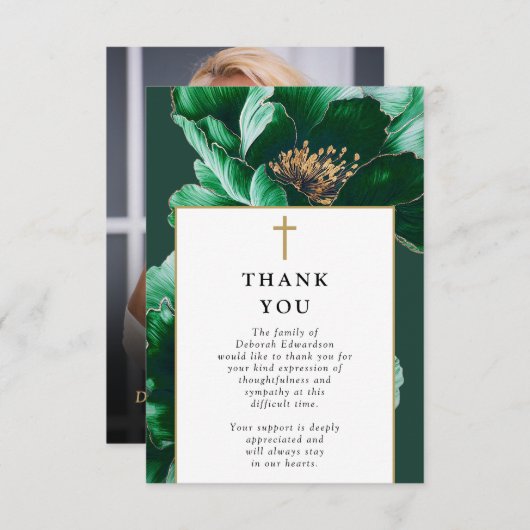Christelijk groen feest van het leven begrafenis f bedankkaart (Voorkant / Achterkant)