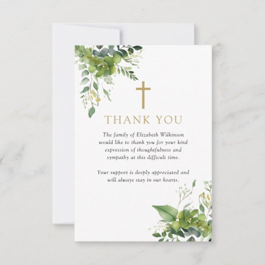 Christelijk groen gedenkteken begrafenis foto bedankkaart (Voorkant)