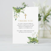 Christelijk groen gedenkteken begrafenis foto bedankkaart (Staand voorkant)