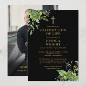 Christelijk groen gedenkteken begrafenis foto kaart (Voorkant / Achterkant)