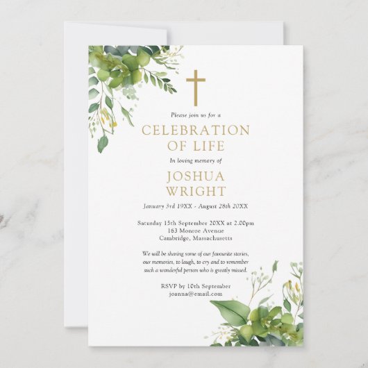 Christelijk groen gedenkteken begrafenis foto kaart (Voorkant)