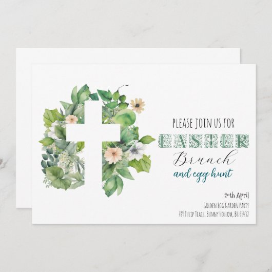 Christelijk groen kruis paasviering kaart (Voorkant / Achterkant)