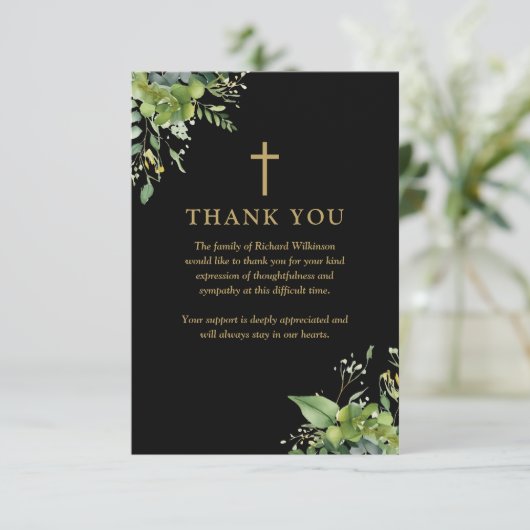 Christelijk groen viering van het leven begrafenis bedankkaart (Staand voorkant)