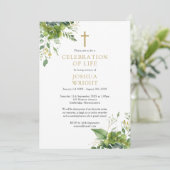 Christelijk groen viering van het leven begrafenis kaart (Staand voorkant)