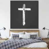 Christelijk Grunge Kruis Canvas Afdruk (Insitu (Slaapkamer))