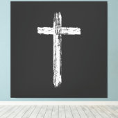 Christelijk Grunge Kruis Canvas Afdruk (Insitu (Houten vloer))