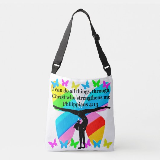 CHRISTELIJK GYMNAST INSPIREREND BIBLE ONTWERP CROSSBODY TAS (Voorkant)