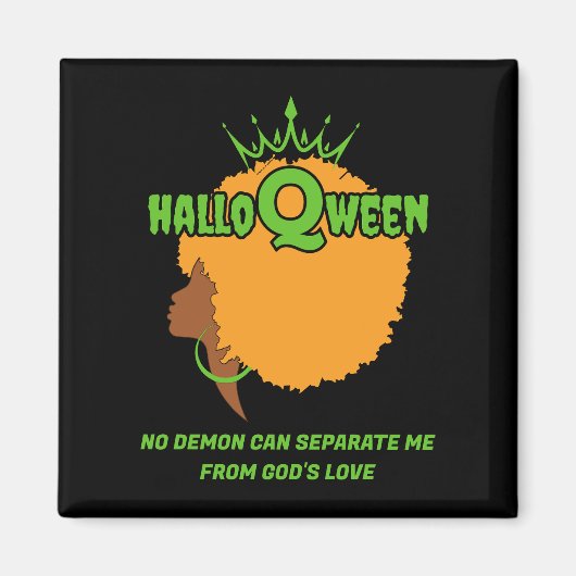 Christelijk Halloween Afro Queen HALLOQWEEN Magneet (Voorkant)