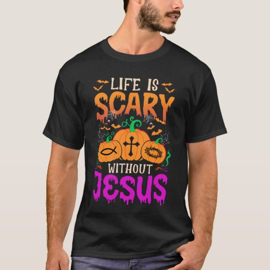 Christelijk Halloween-leven is eng zonder Jesus Fa T-shirt (Voorkant)