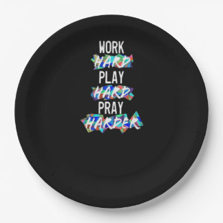 Christelijk hard werken, hard spelen, harder bidde papieren bordje